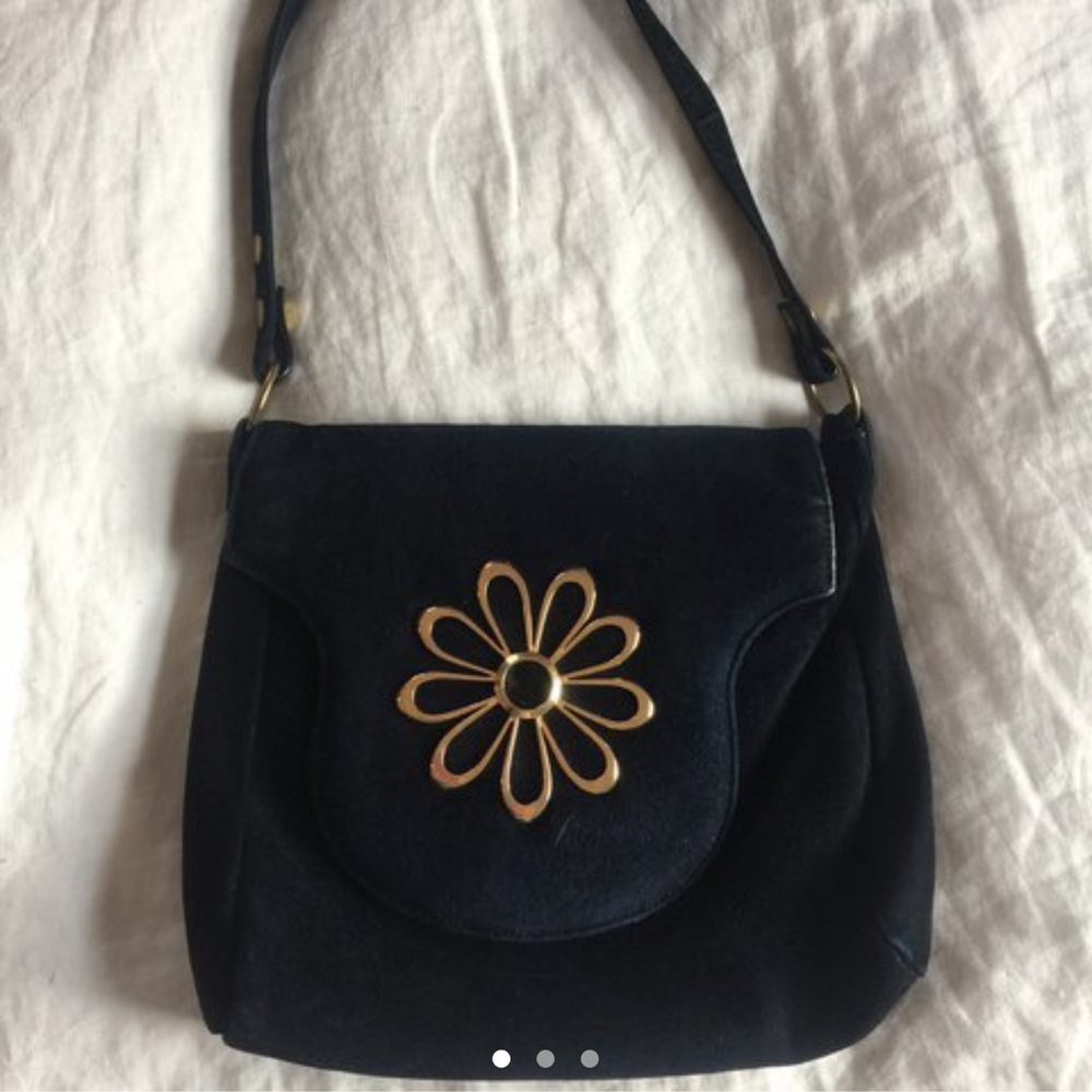 Vintage navy gold flower bag